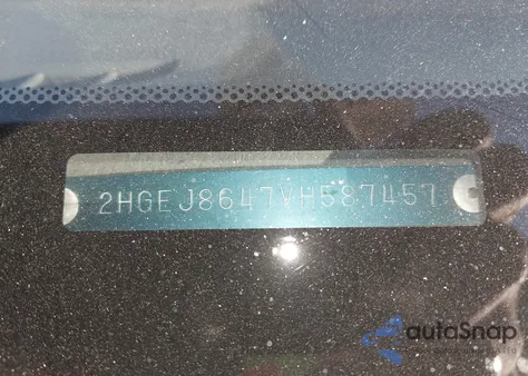 1997 Honda Civic Ex from USA, damaged, VIN 2HGEJ8647VH587457